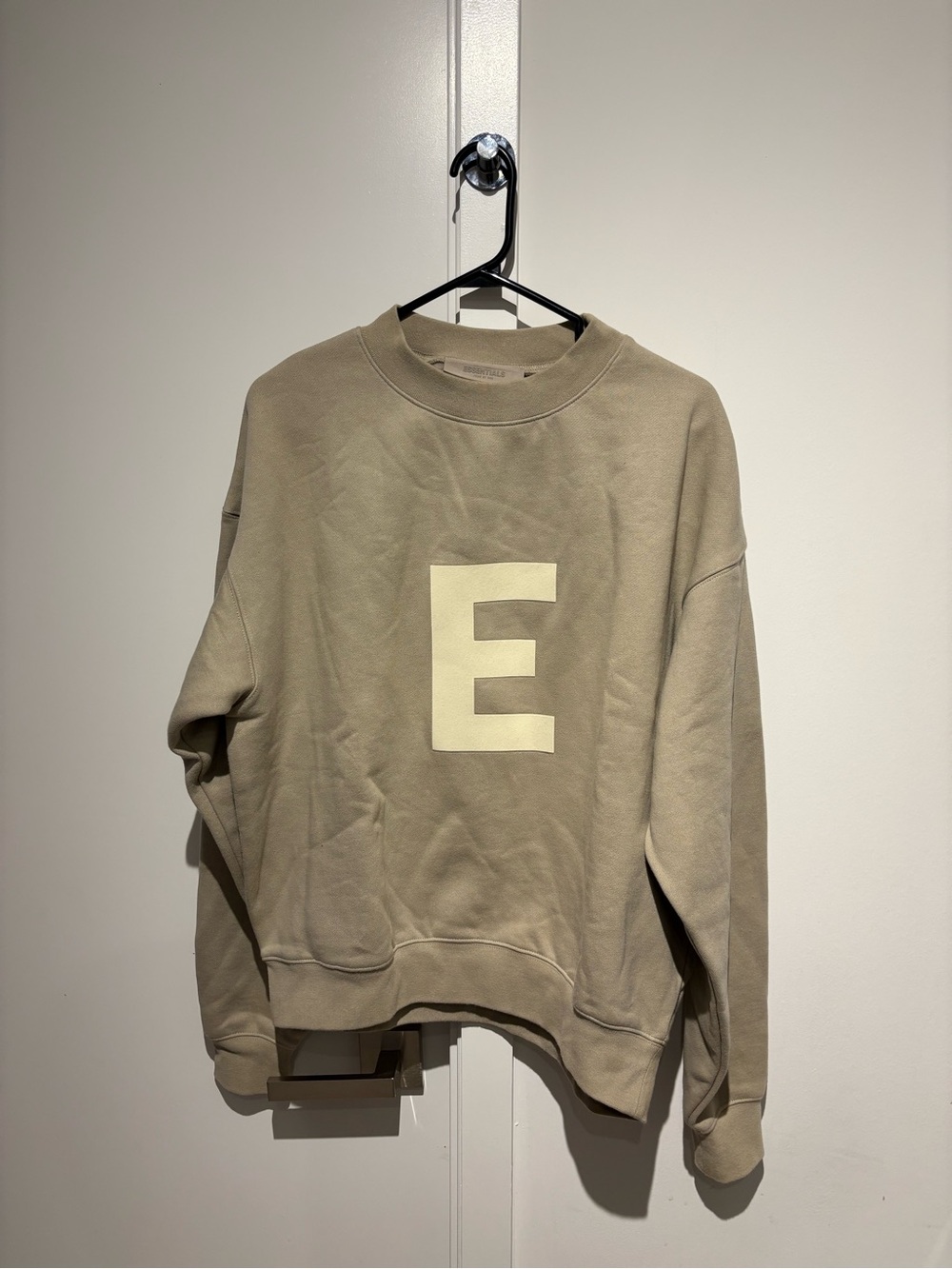 Essentials Crewneck Sweatshirt with Center 'E' - Beige